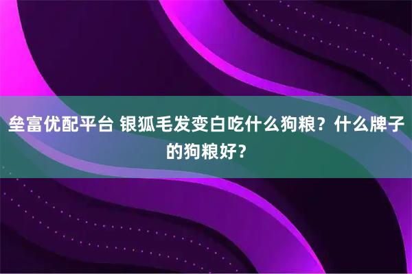 垒富优配平台 银狐毛发变白吃什么狗粮?什么牌子的狗粮好?